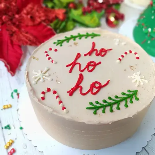 pastel decorado con buttercream con motivo de navidad